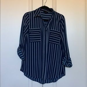 Navy/white striped blouse